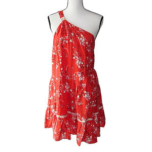 Free People All Mine Red Floral Linen Blend Dress